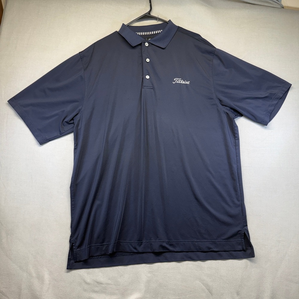 FootJoy Titleist Golf Polo Mens XL Navy Blue China Performance Short Sleeve Logo